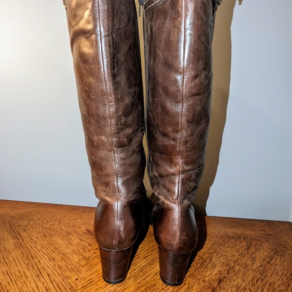 Ecco Bremen Brown Leather Zip Up Buckle Strap Knee High Boots Women 6.5 / 37 - Picture 8 of 9